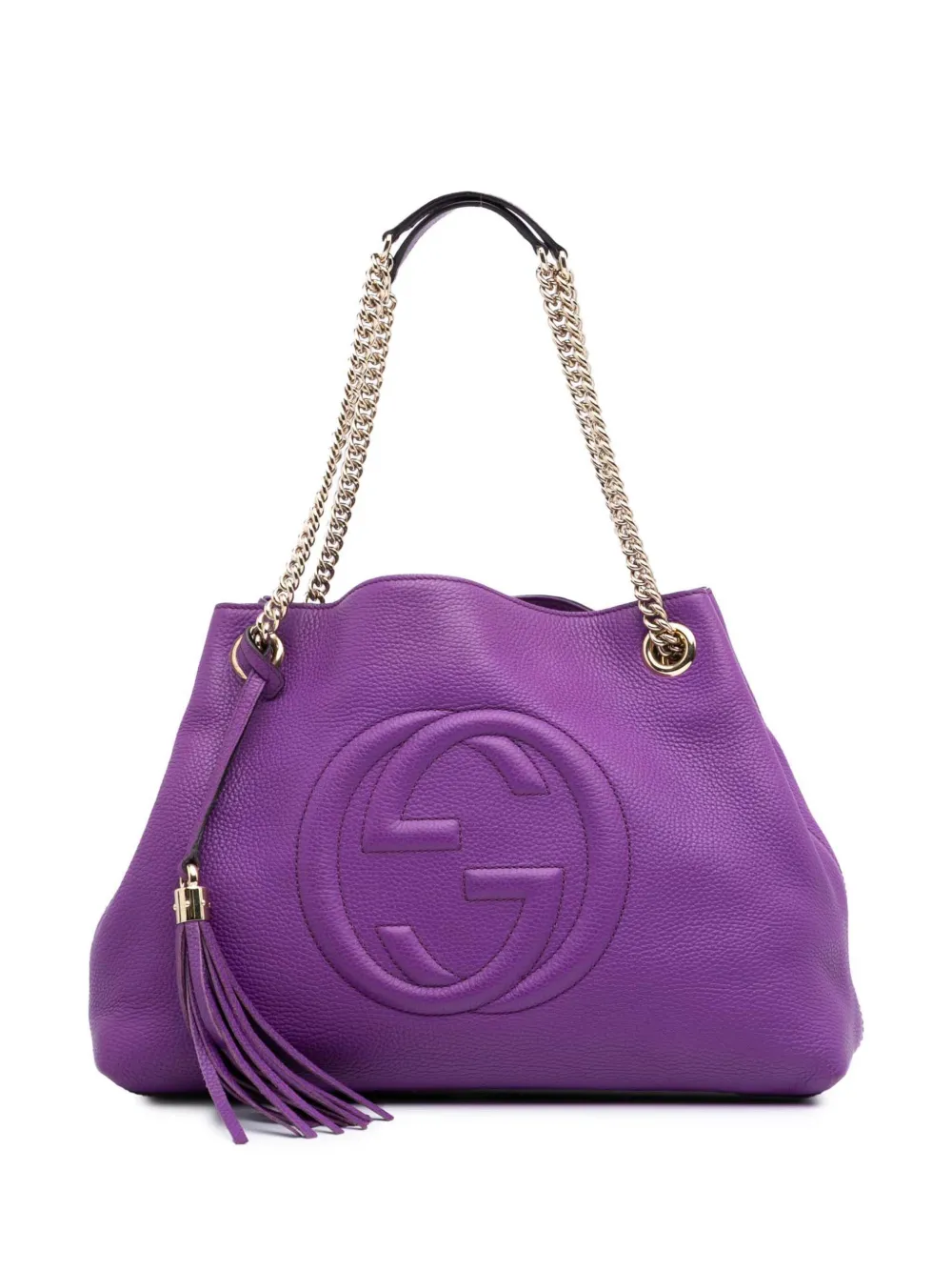 Gucci Pre-Owned 2016-2024 Medium Leather Soho Chain tote bag - パープル Gucci Pre-Owned 2016-2024 Medium Leather Soho Chain tote bag - パープル