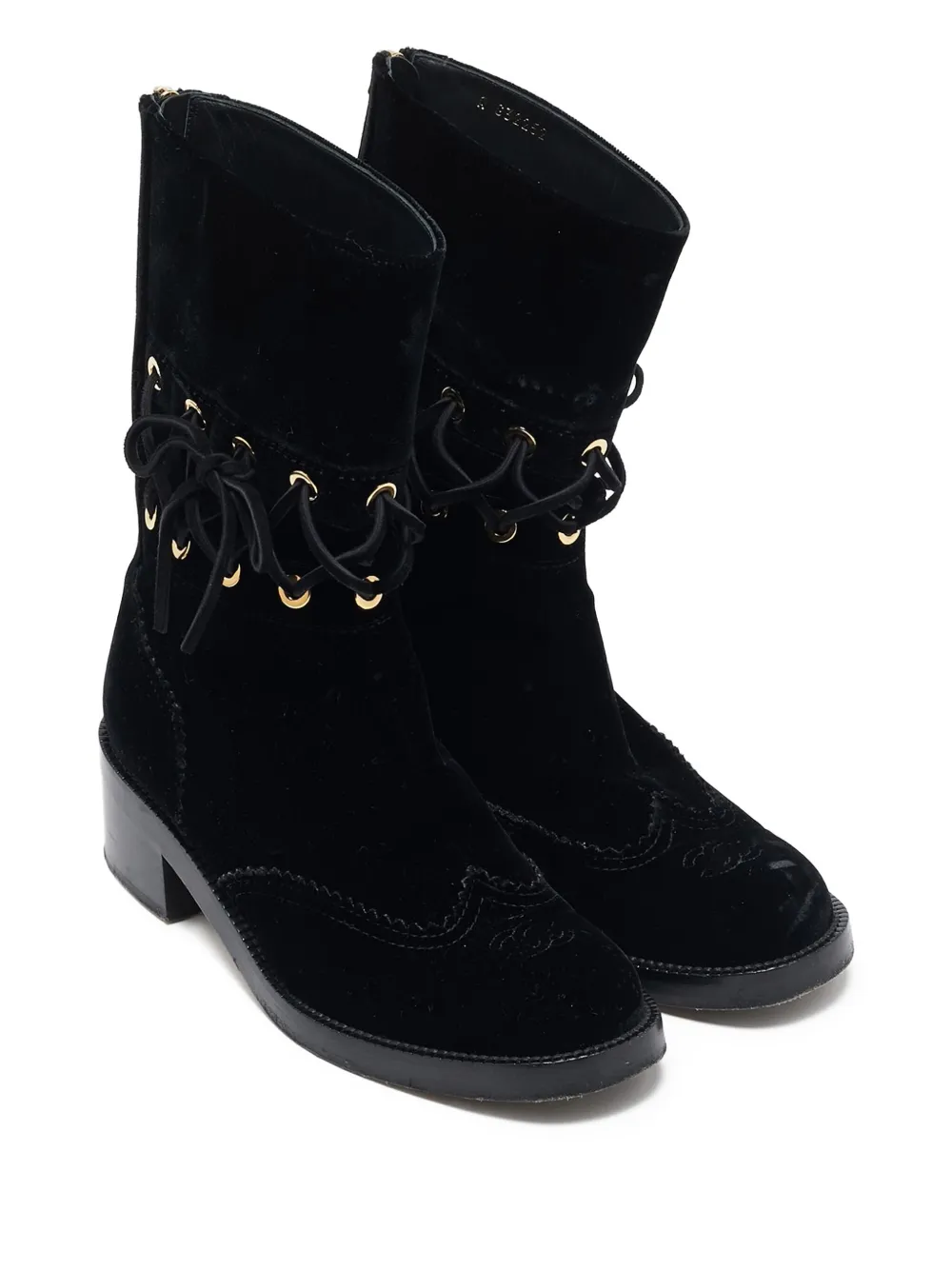 CHANEL Pre-Owned 50mm velvet ankle boots | Image 2