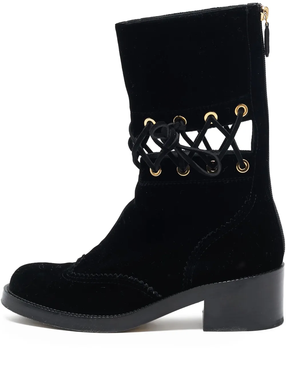 CHANEL Pre-Owned 50mm velvet ankle boots | Black | Image 1