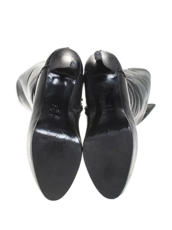 Fendi Pre-Owned レザーロングブーツ 115mm | ブラック | FARFETCH JP