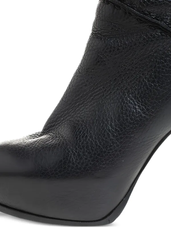 FENDI ロングブーツ　レザー　フェンディ　ブラック Fendi Pre-Owned レザーロングブーツ 115mm | ブラック | FARFETCH JP