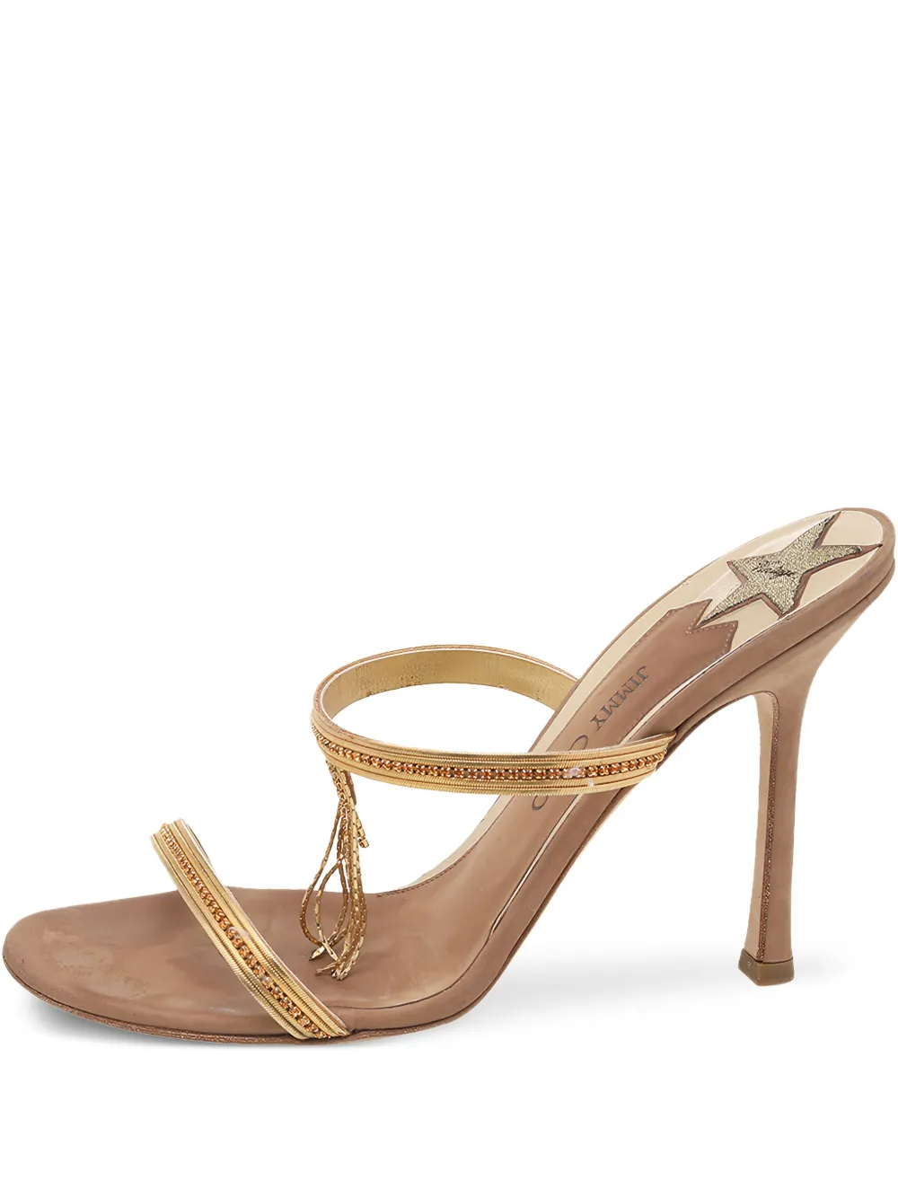 Jimmy Choo Pre-Owned 110mm fringe-detailed sandals | Brown | Image 1