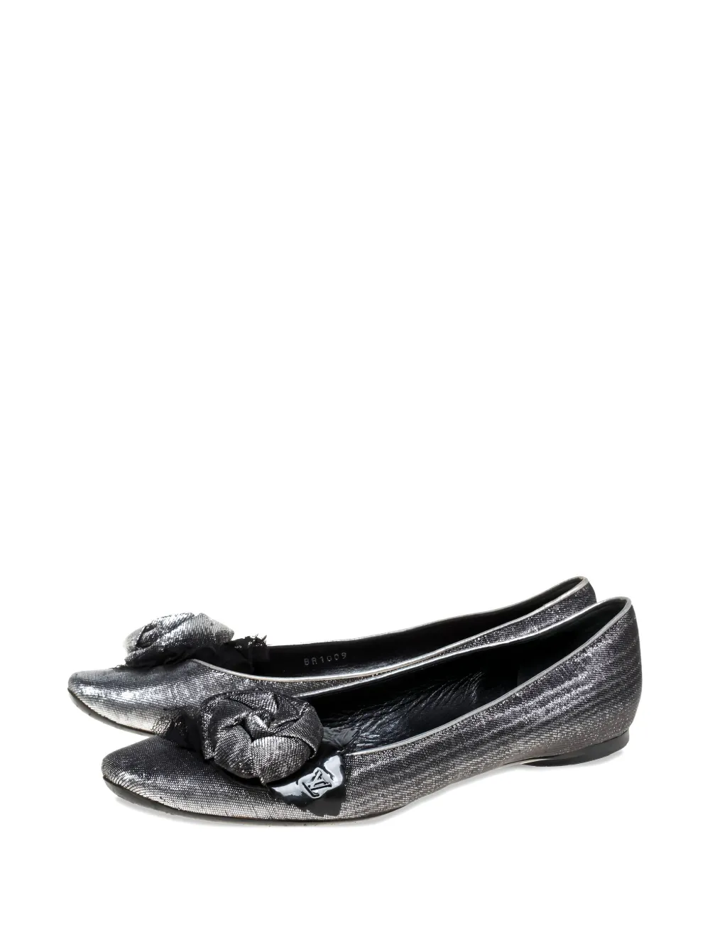 Louis Vuitton Pre-Owned Leren lamé ballerina's met roospatch - Zilver