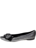 Louis Vuitton Pre-Owned leather lamé-fabric rose-appliqué ballet flats - Silver