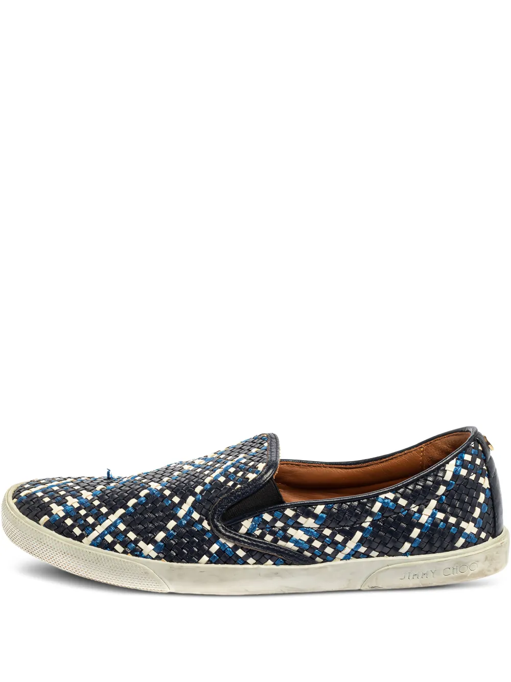 woven leather slip-on sneakers