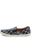 Jimmy Choo Pre-Owned woven leather slip-on sneakers - Black