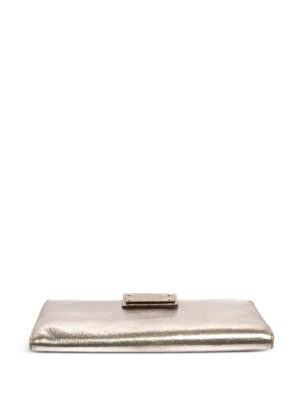 Kate Spade レザーフラップクラッチバッグ | ゴールドトーン