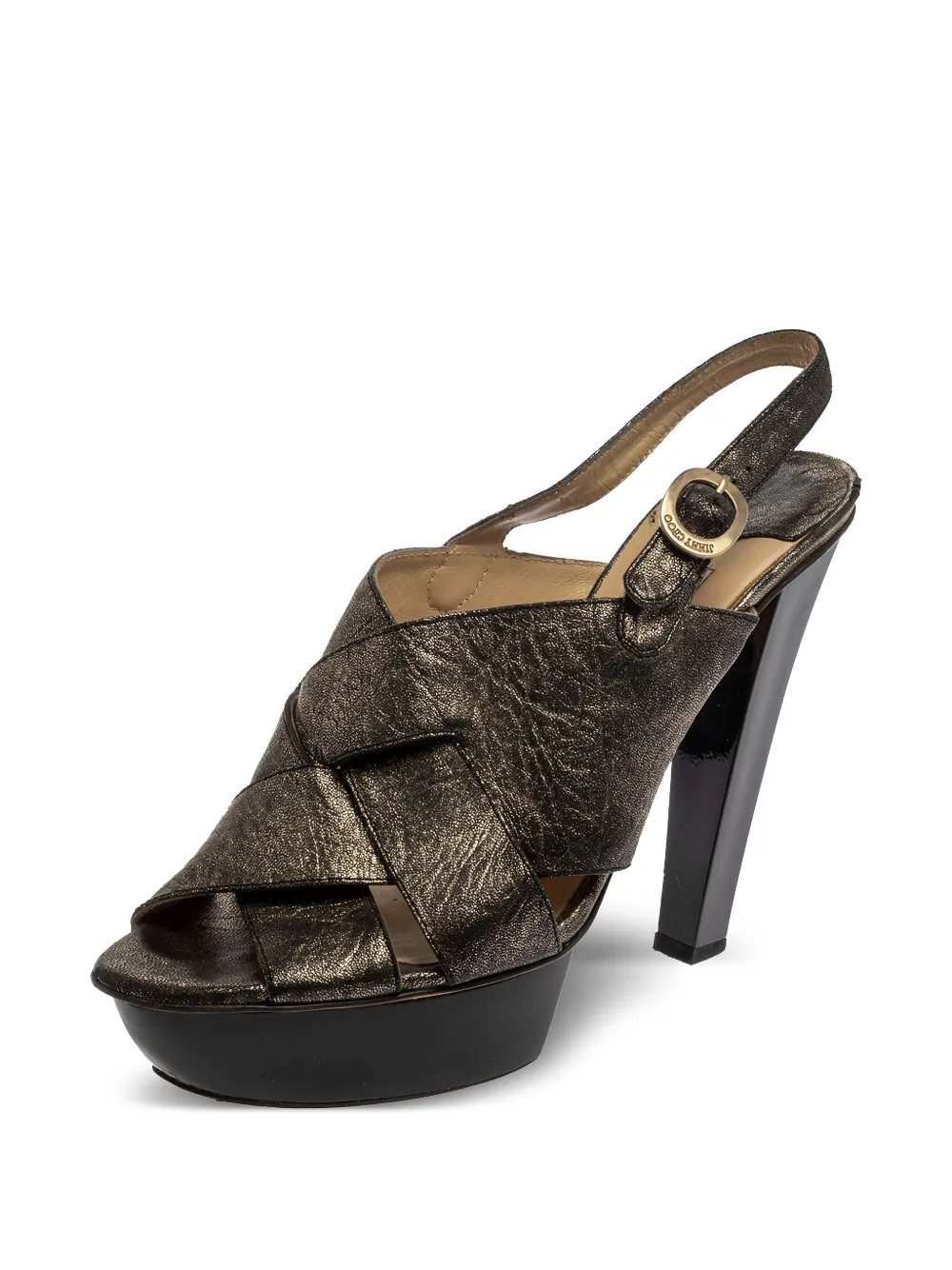 Jimmy Choo Pre-Owned 130 mm metallic sandalen met plateauzool - Zwart
