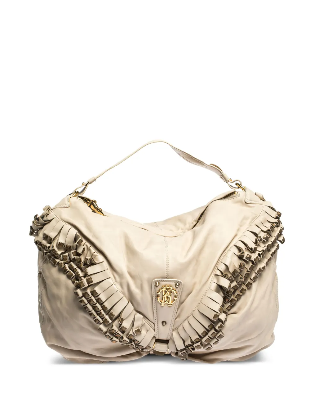 pre-owned ruched leather shoulder bag