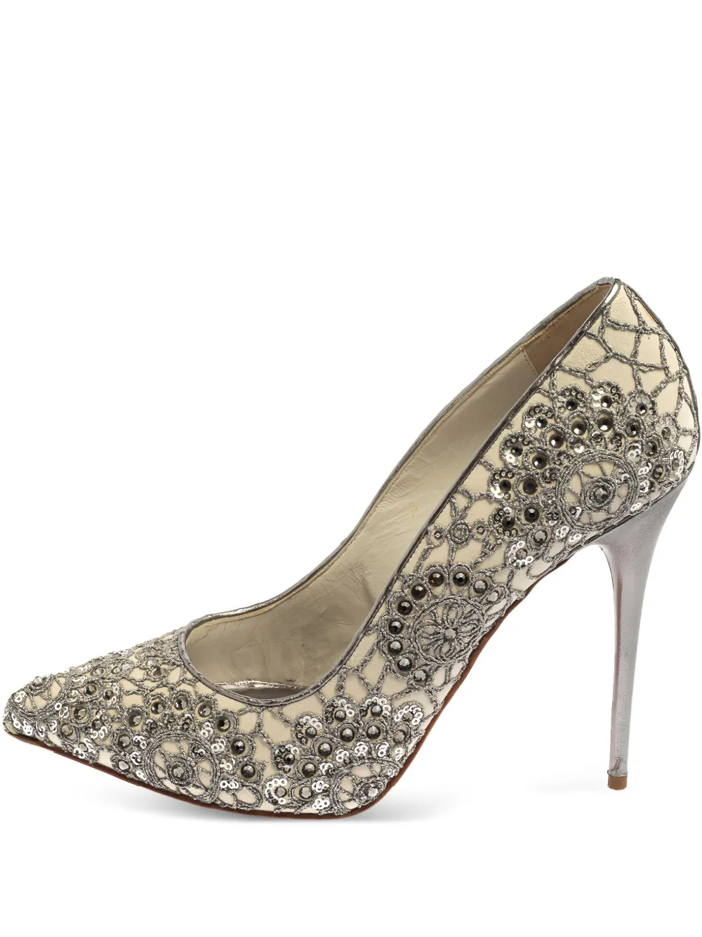 Alexander McQueen Pre-Owned 125mm sequin-embellished heeled pumps | White | Image 1