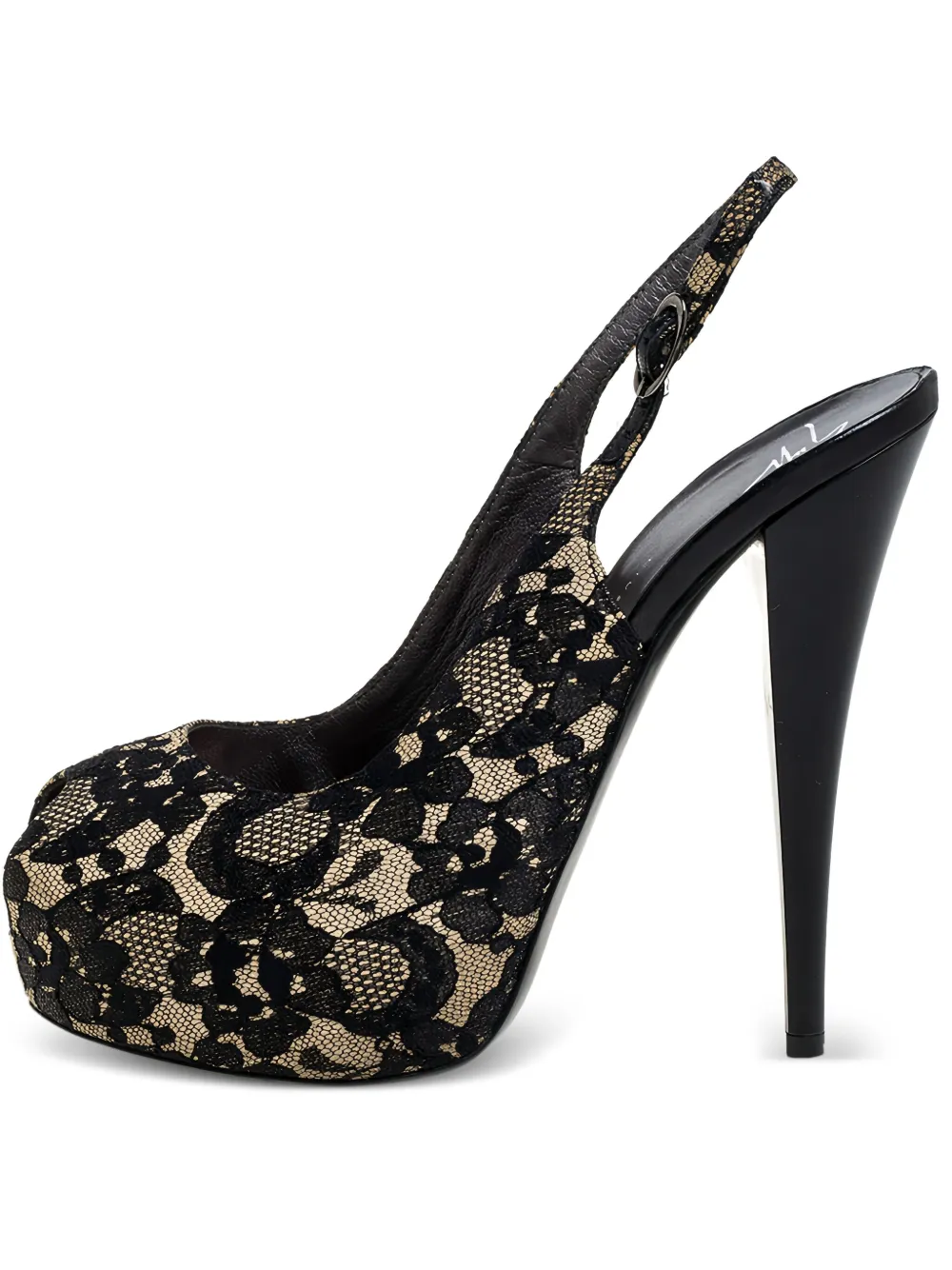 Pre-owned 140mm lace slingback pumps