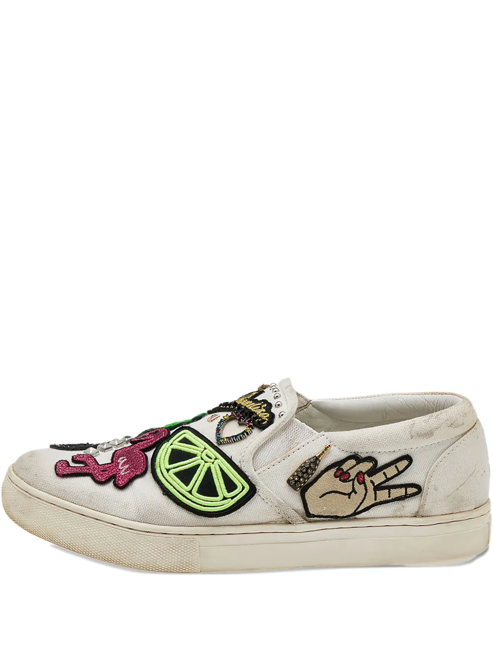 Marc Jacobs Vintage Pre-owned patch embellished slip-on sneakers | White | Image 1