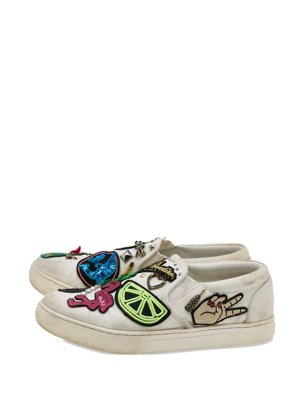 Marc Jacobs Vintage Pre-owned patch embellished slip-on sneakers | Image 2
