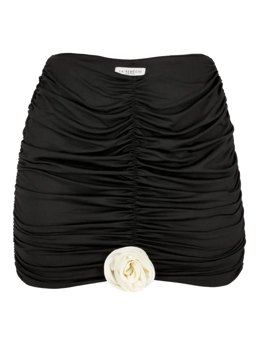 gathered rose-embellished mini skirt