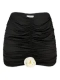 La Reveche gathered rose-embellished mini skirt - Black