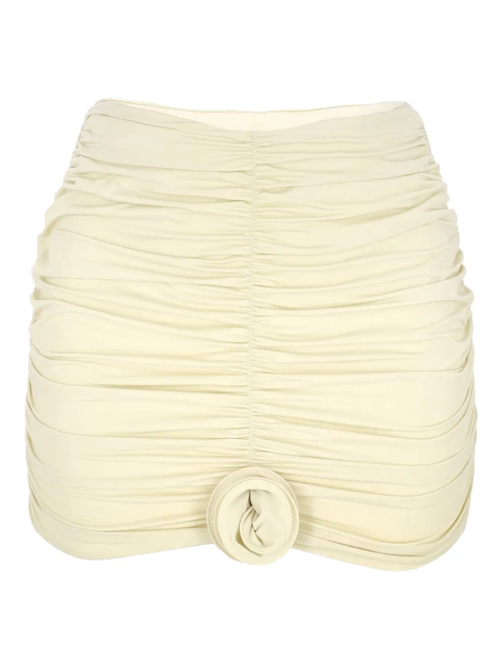 rose-embellished gathered mini skirt