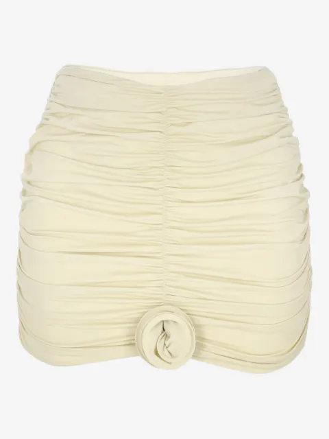La Reveche rose-embellished gathered mini skirt