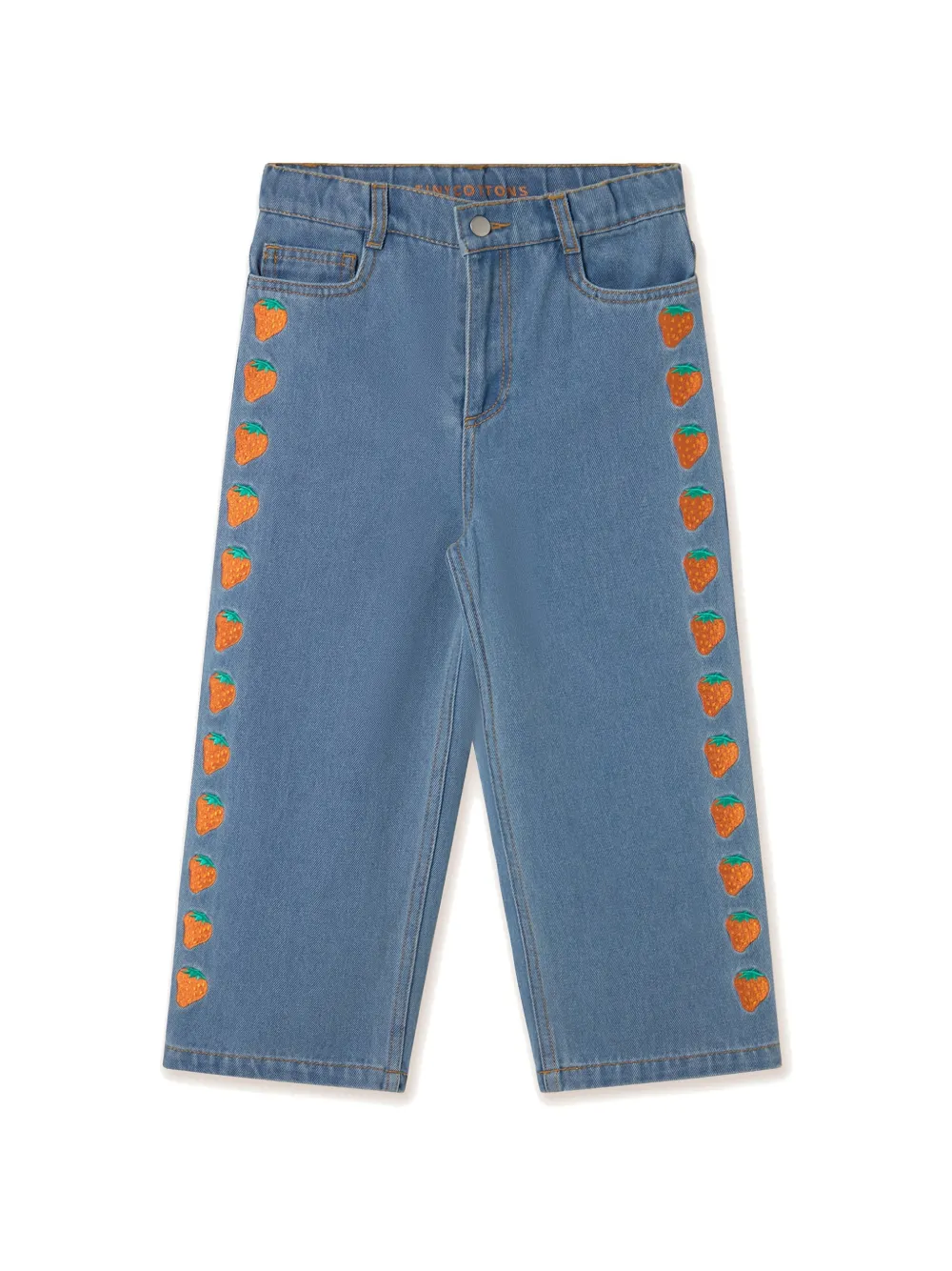 Tiny Cottons strawberry-embroidered jeans - Blu