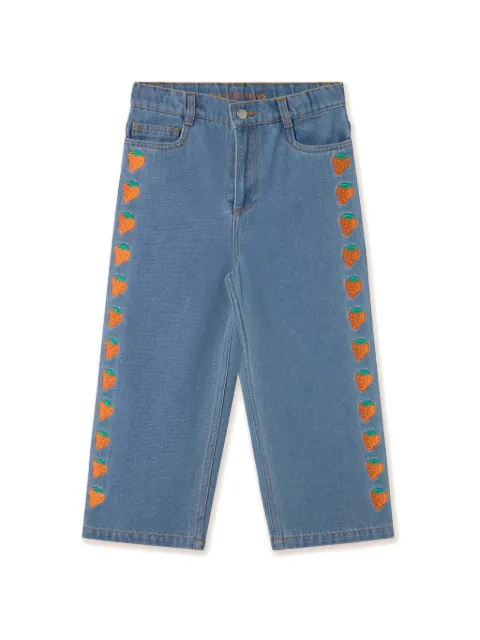 Tiny Cottons strawberry-embroidered jeans