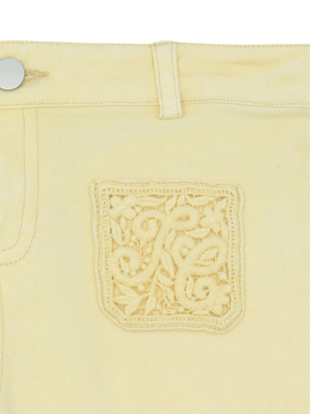 Tartine Et Chocolat Broek met geborduurd kant Geel