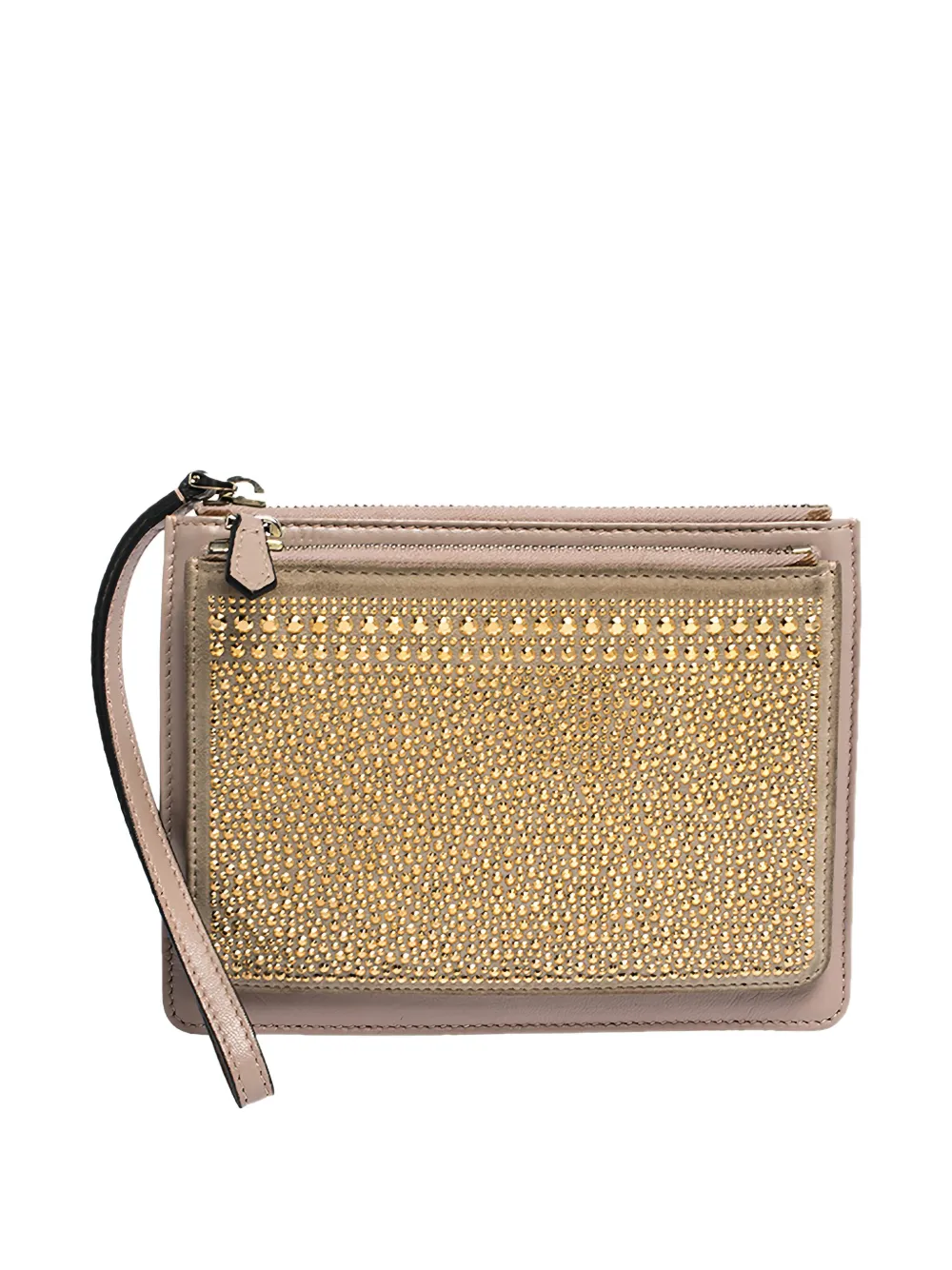 stud-embellished leather clutch