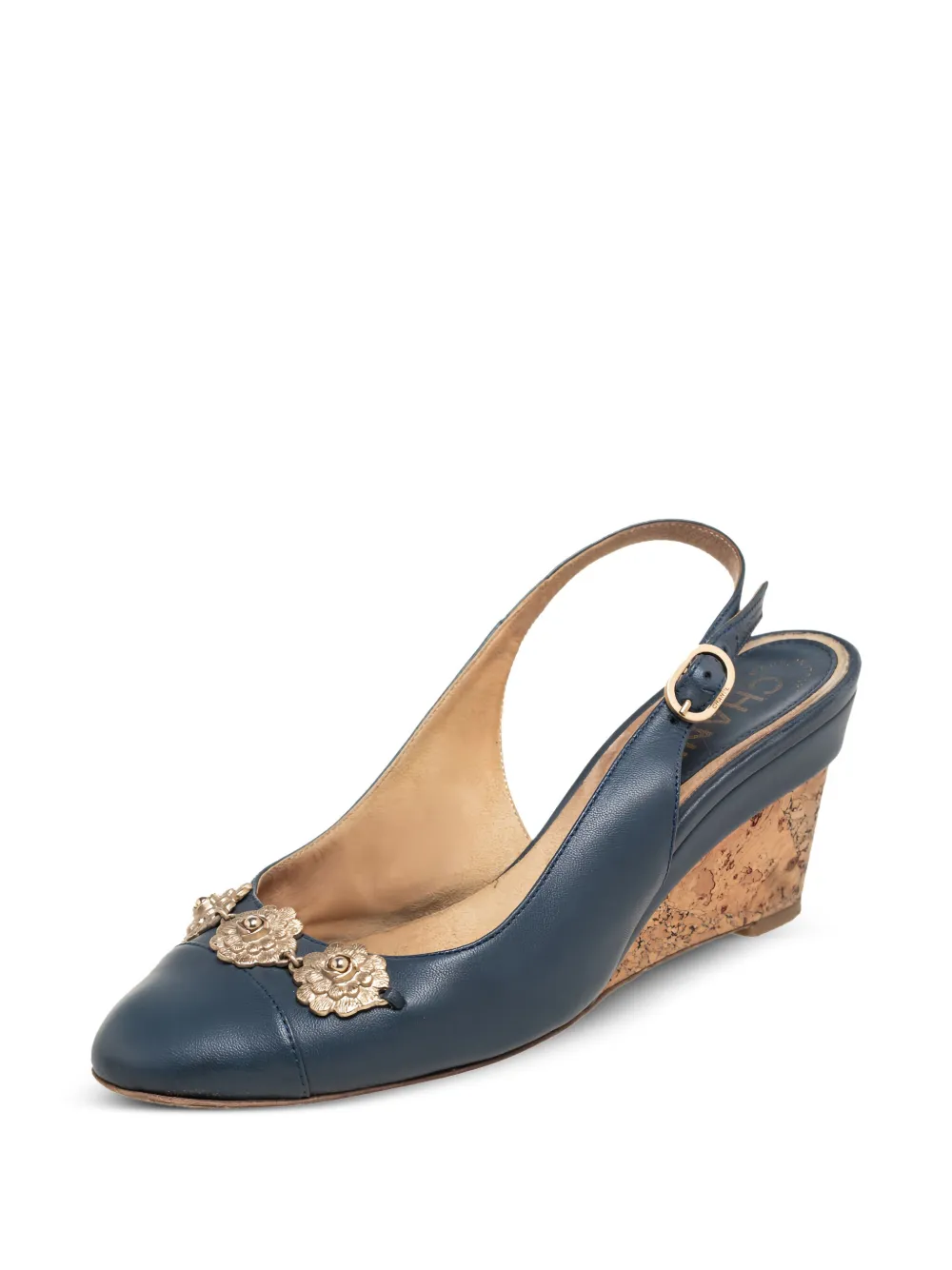CHANEL Pre-Owned CC wedge slingback sandals | Image 2