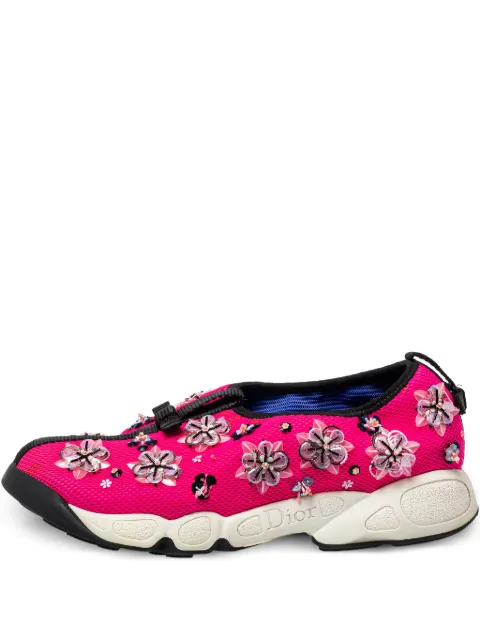 Christian Dior Pre-Owned floral-embroidered slip-on trainers