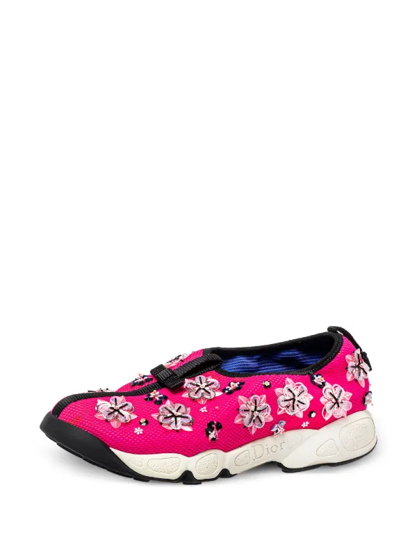 Christian Dior Pre-Owned floral-embroidered slip-on Trainers