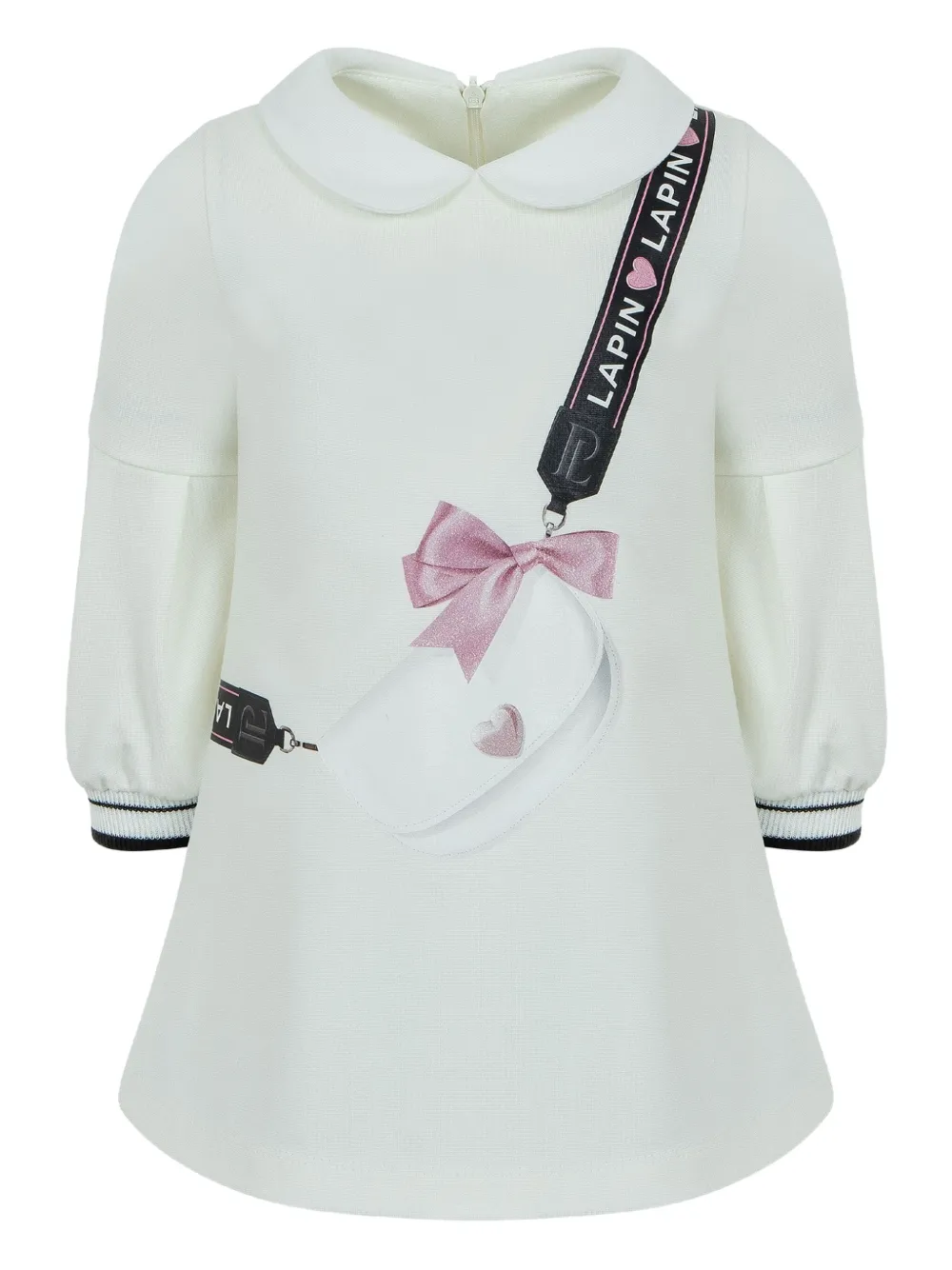 Lapin House rounded-collar bag-print dress | White | Image 1