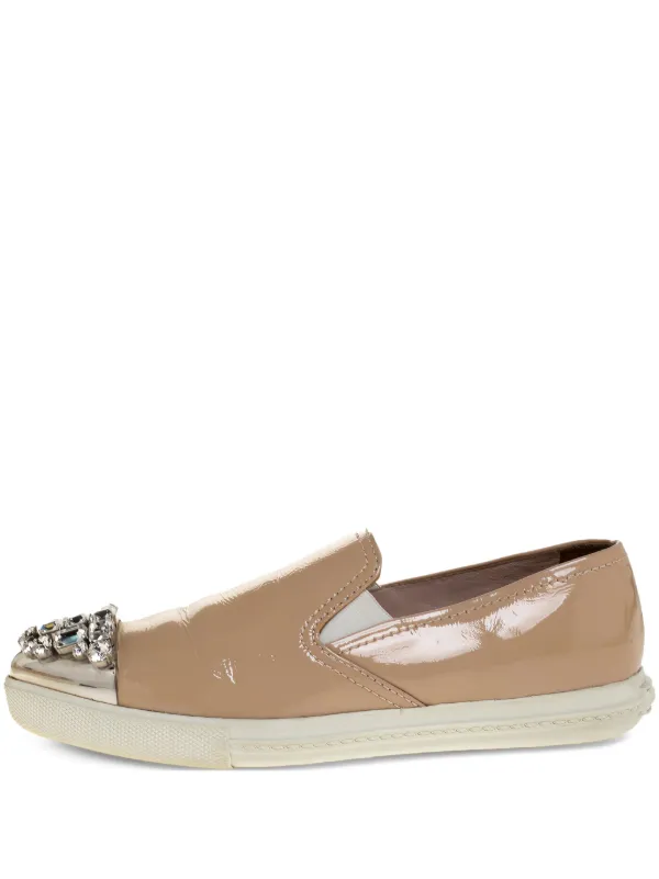Miu Miu Pre-Owned ビジュー スリッポンスニーカー Miu Miu Pre