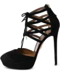Aquazzura pre-owned 140mm Belgravia strappy lace-up platform pumps - Black