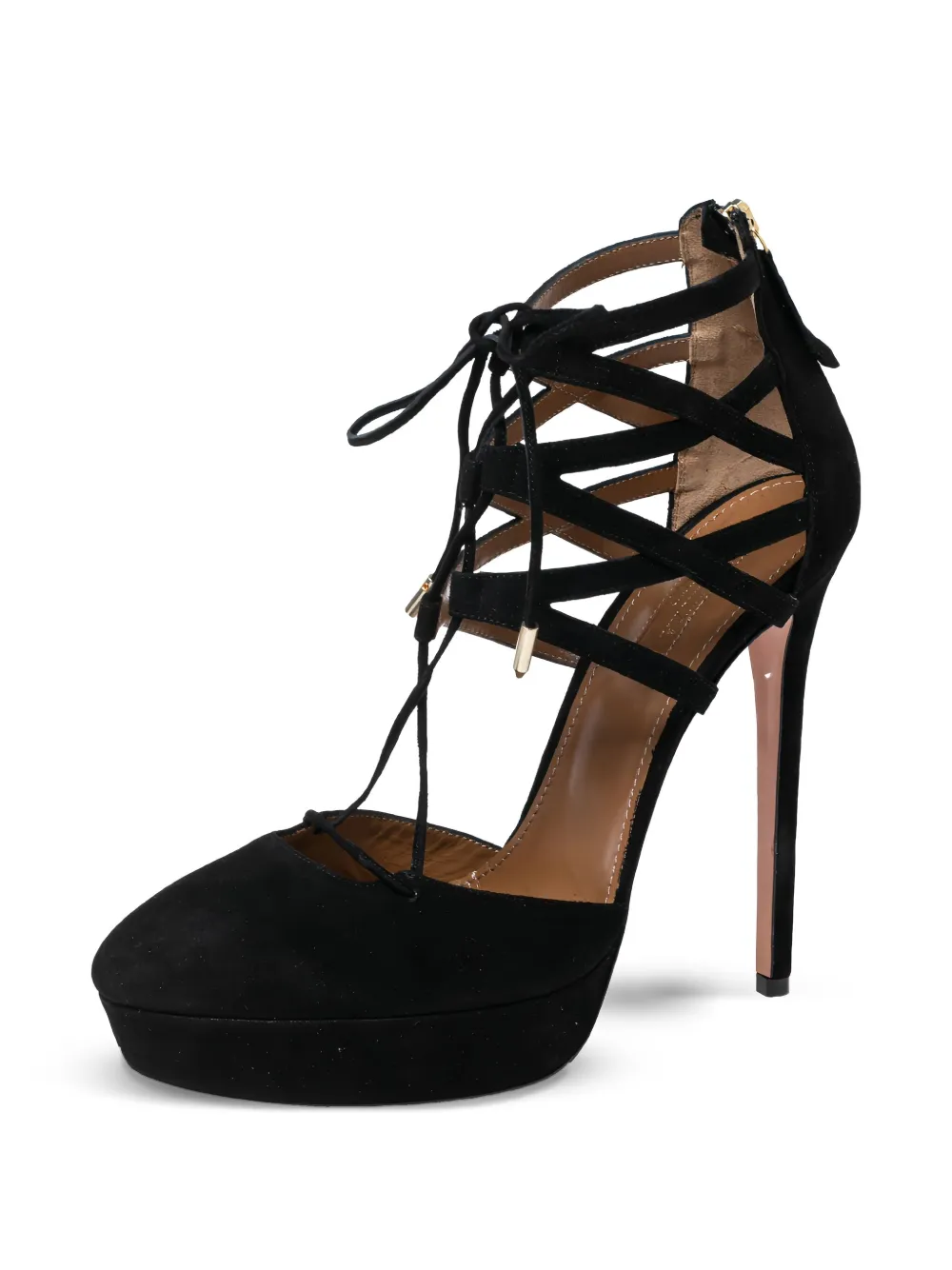 Aquazzura Pre-owned 140 mm Belgravia pumps met plateauzool en bandjes - Zwart