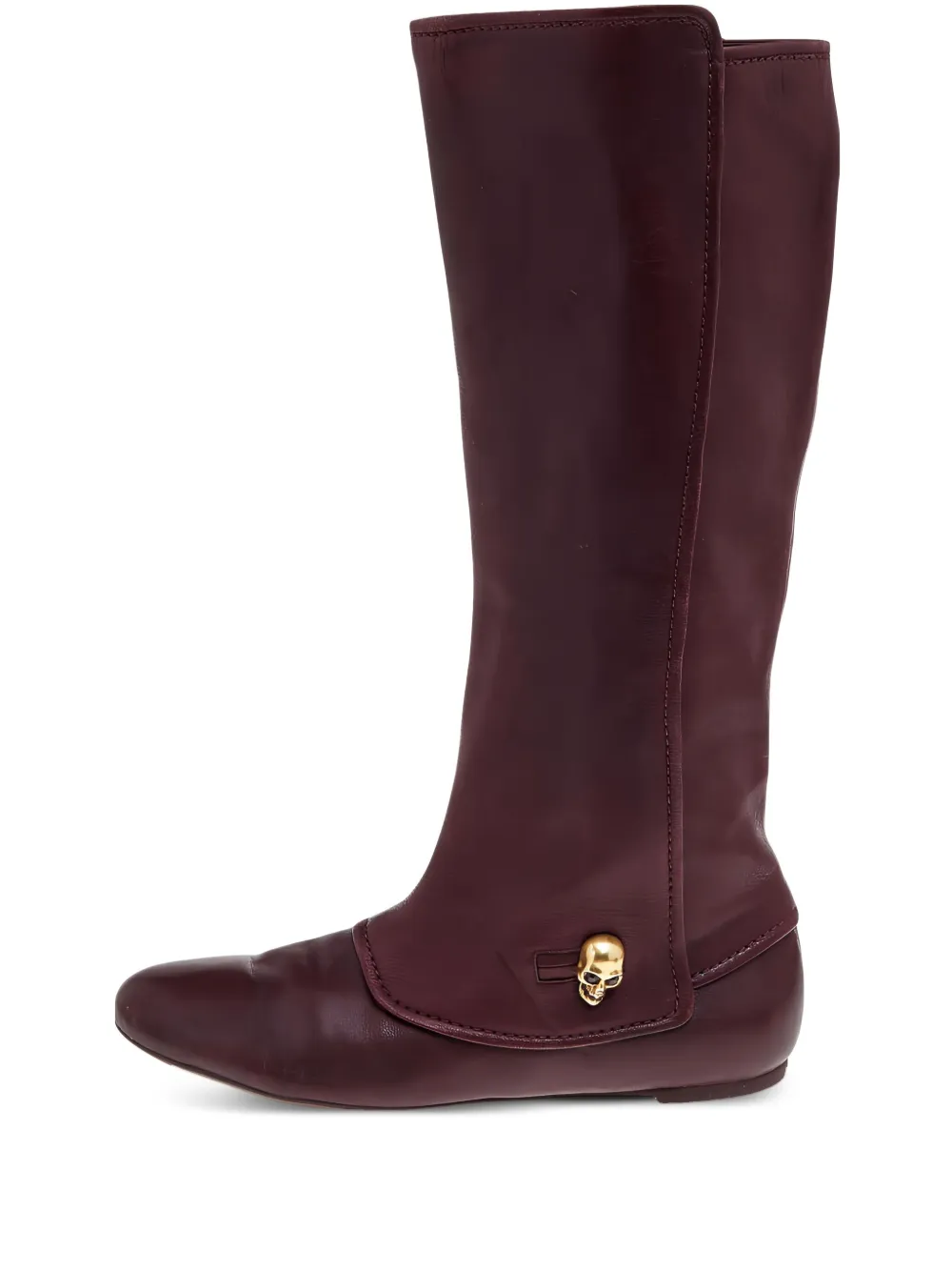 Alexander McQueen Pre-Owned skull-embellished knee-high boots | Brown | Image 1