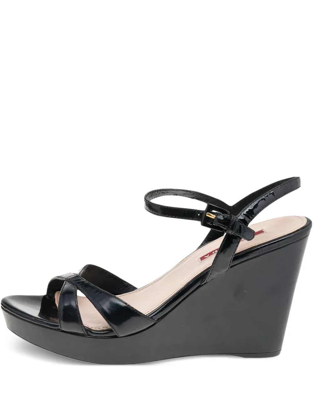 Prada Pre-Owned 100mm leather wedged sandals | Black | Image 1