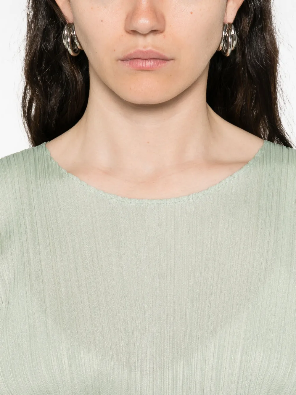 Issey Miyake Geplooide top Groen