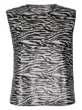 Self-Portrait zebra-print tank top - Black