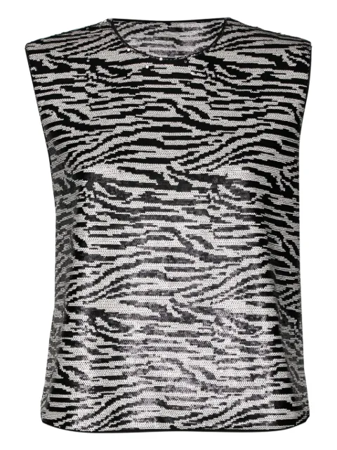 Self-Portrait zebra-print tank top