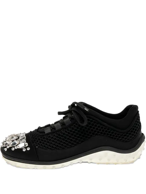 Miu Miu Pre-Owned mesh crystal-embellished sneakers