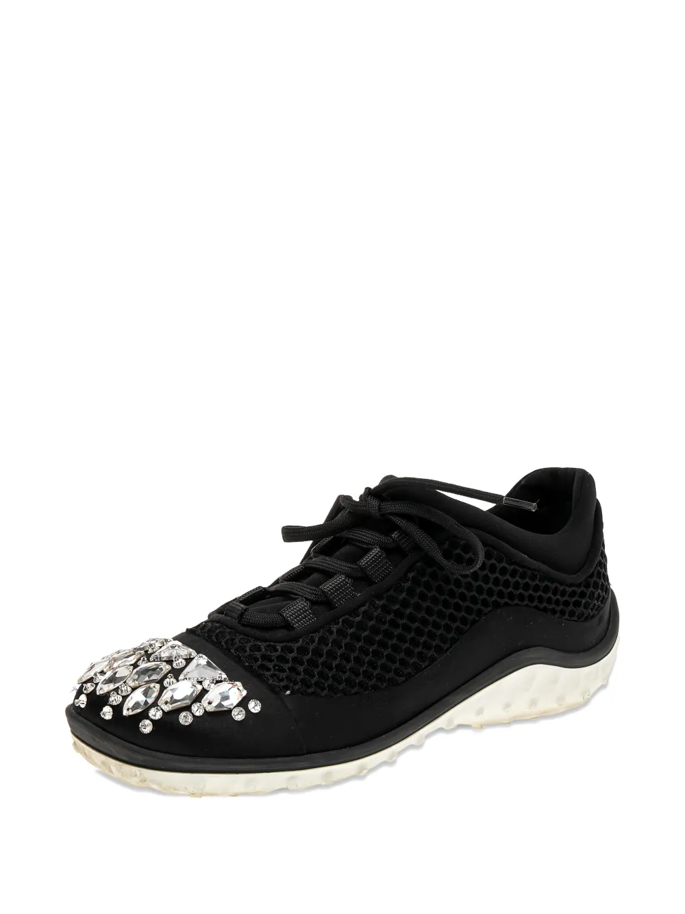 Miu Miu Pre-Owned Mesh sneakers verfraaid met kristallen - Zwart