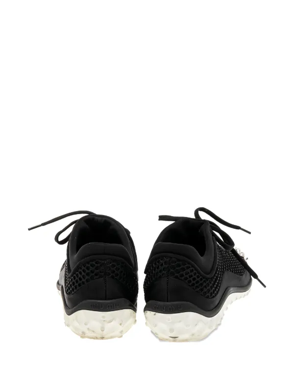 Miu Miu Pre-Owned Mesh crystal-embellished Sneakers | Black