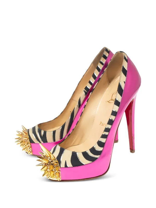 Christian Louboutin Pre-Owned 135mm Spiked zebra-print Pumps
