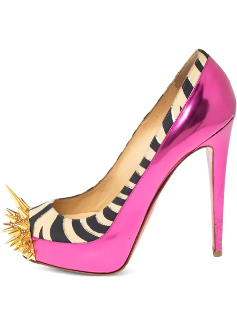 Christian Louboutin Pre-Owned 135mm spiked zebra-print pumps