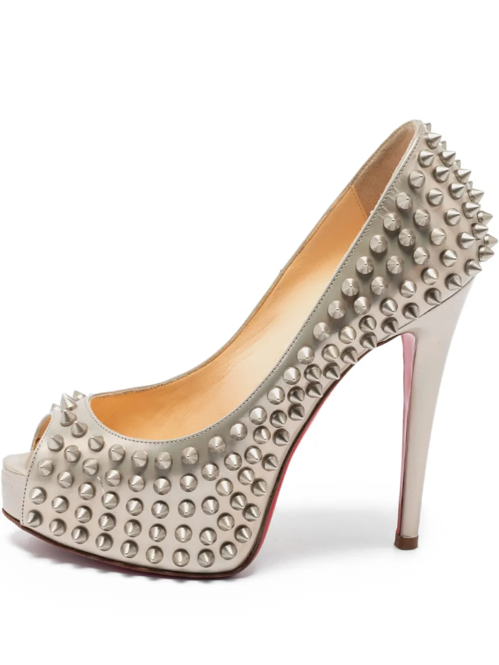 Christian Louboutin Pre-Owned スパイク ピープトゥパンプス 120mm - グレー Christian Louboutin Pre-Owned スパイク ピープトゥパンプス 120mm - グレー