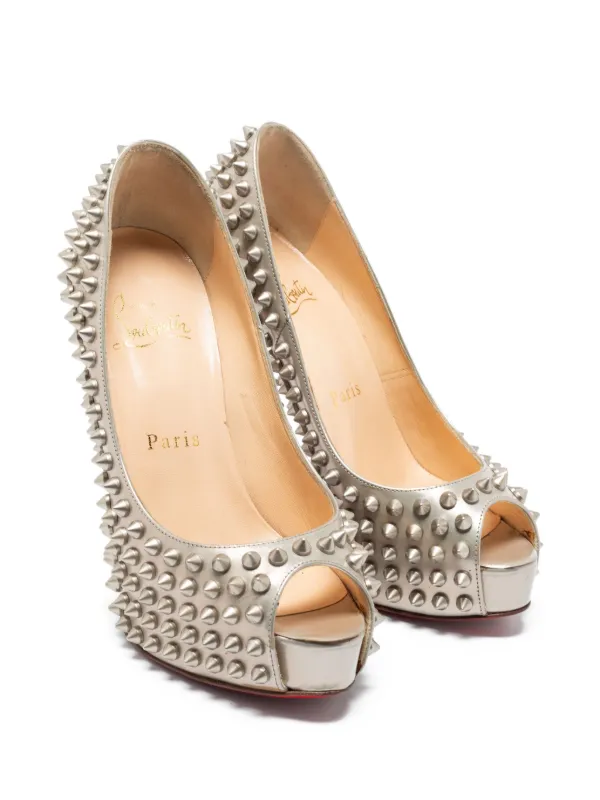 Christian Louboutin Pre-Owned 120mm Spiked peep-toe Pumps | Grey
