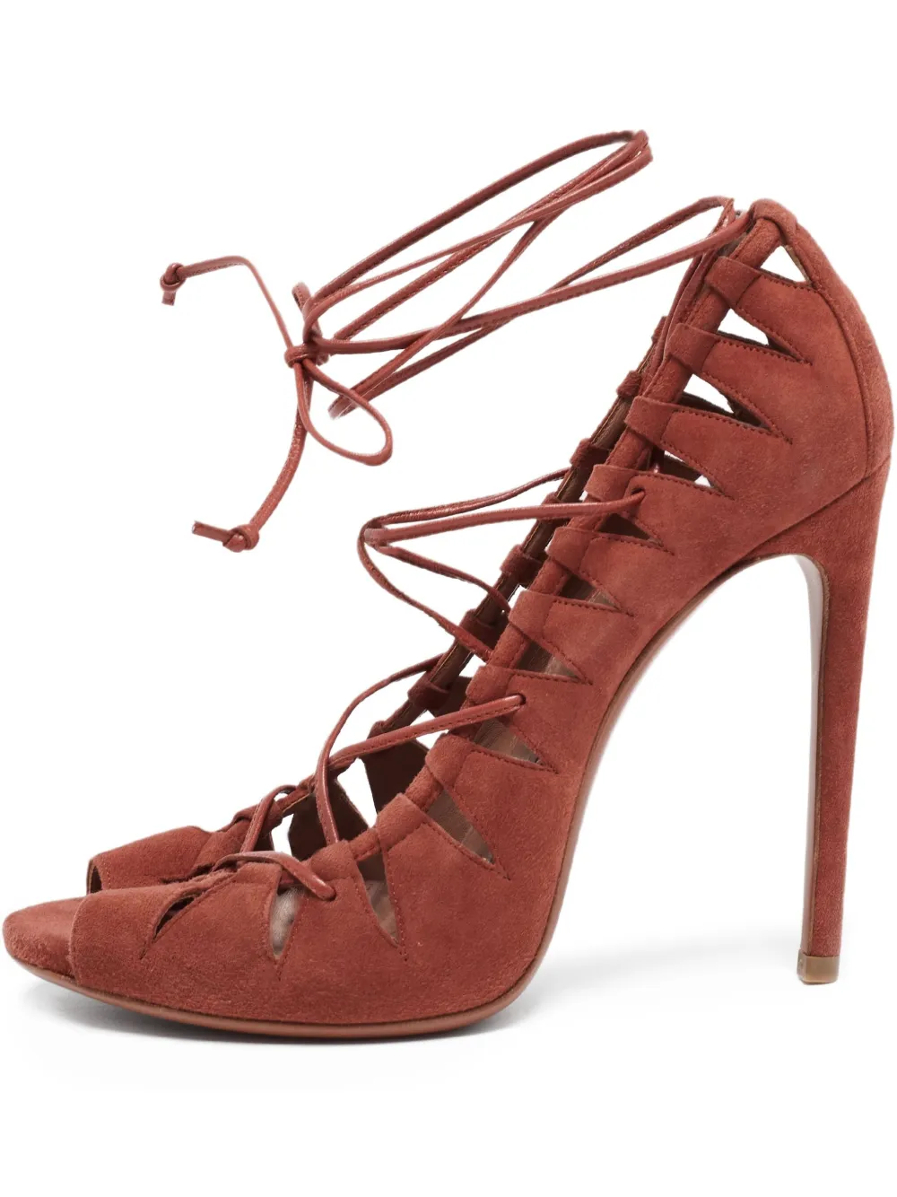 Alaïa Pre-Owned 120mm lace-up pumps | Brown | Image 1