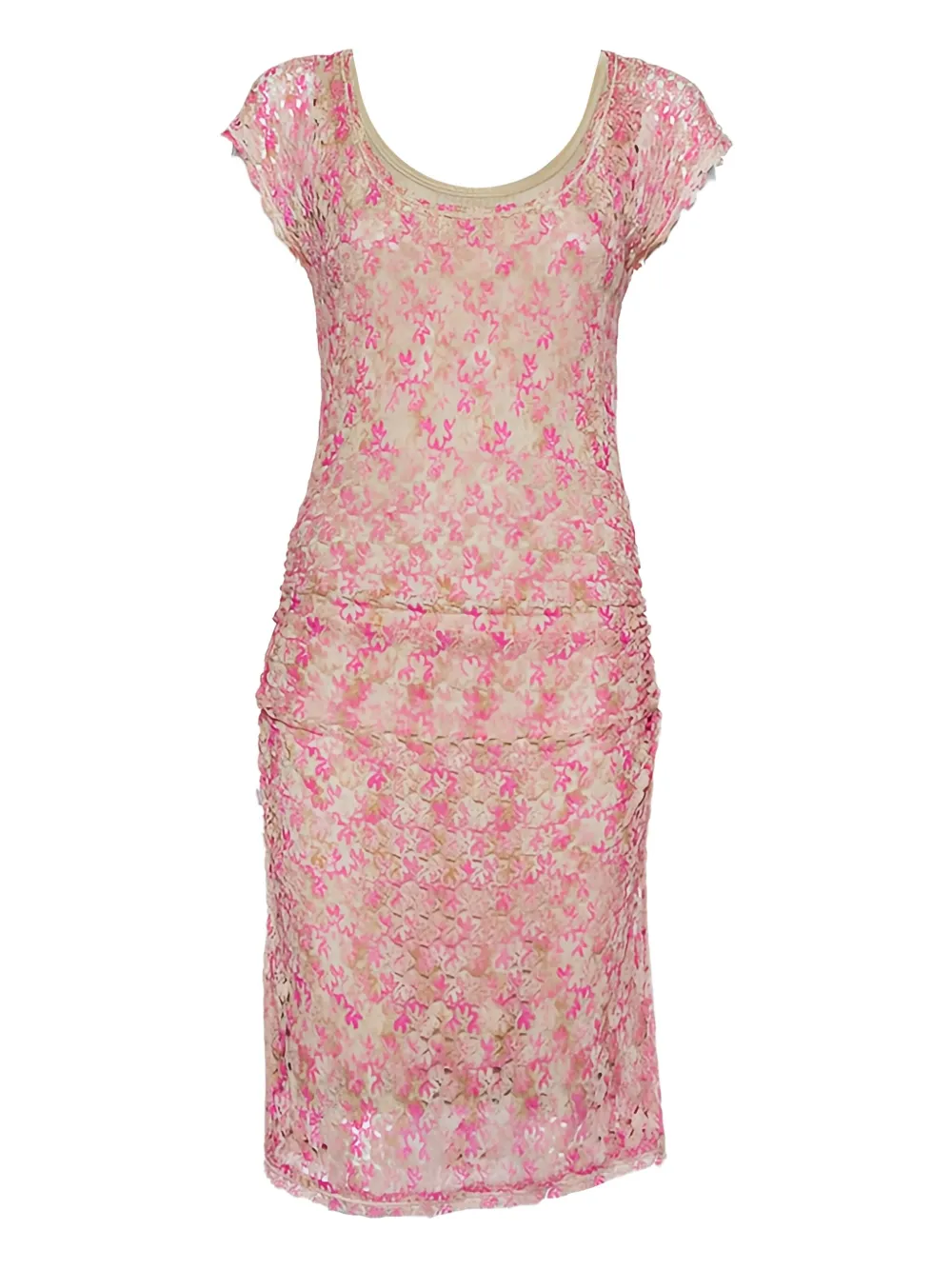floral-pattern ruched midi dress