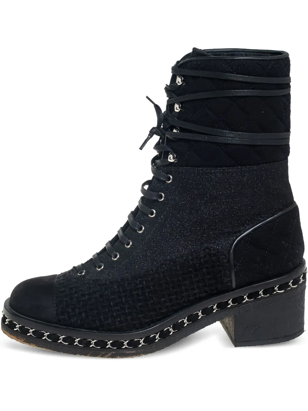 CHANEL Pre-Owned 65mm denim combat boots | Black | Image 1