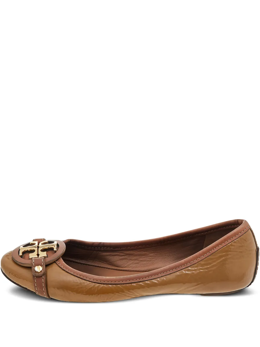 Pre-owned Tory Burch  Reva Ballet Flats In Brown
