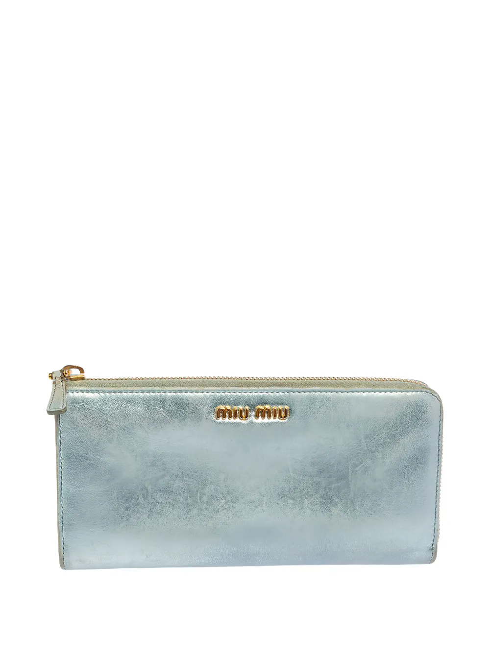 Miu Miu Pre-Owned metallic-effect leather wallet | Silver | Image 1