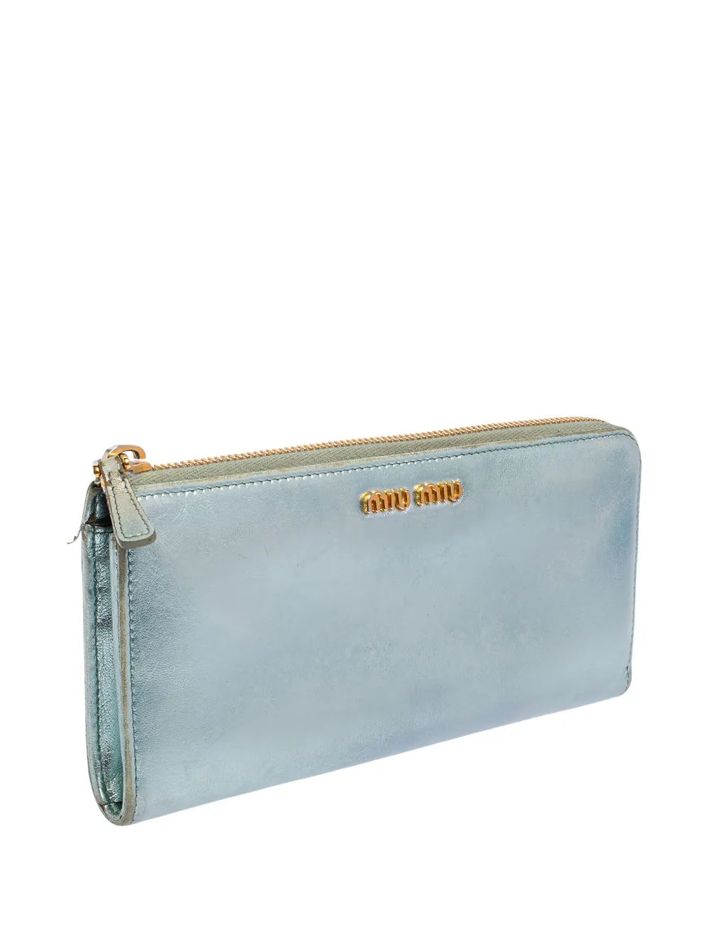 Pre-owned Miu Miu Metallic-effect Leather Wallet